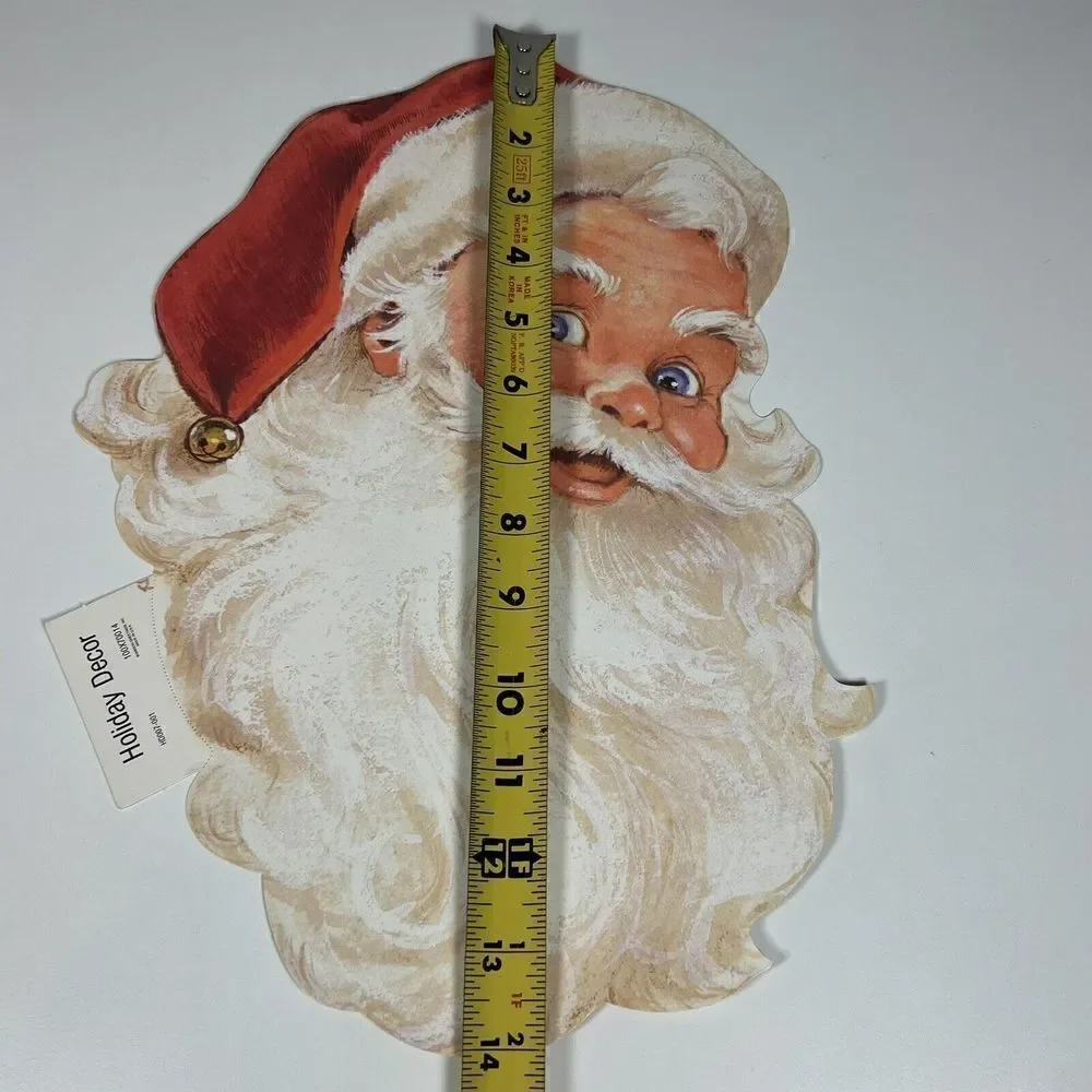 Vintage Christmas Santa Claus Head 14” Die Cut Decor Gibson Greetings Inc USA